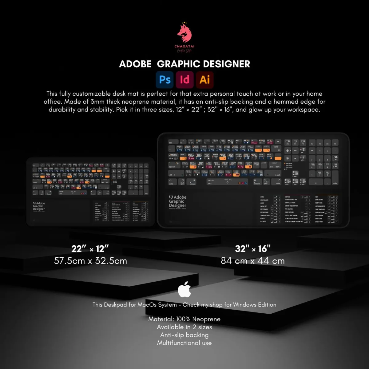 Adobe Keyboard Shortcuts for Mac – 3-in-1 Graphic Designer Deskmat - Image 3