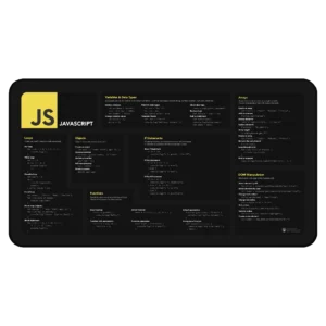 JavaScript Cheat Sheet Deskmat with Syntax Guide