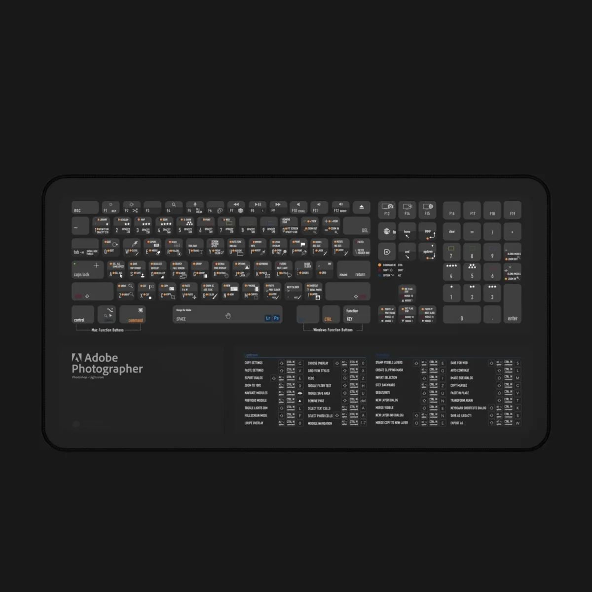 Photography editing desk with 2-in-1 Adobe shortcut padEditing professionals use this to manage fast turnarounds — cut your workflow in half with accurate command access.