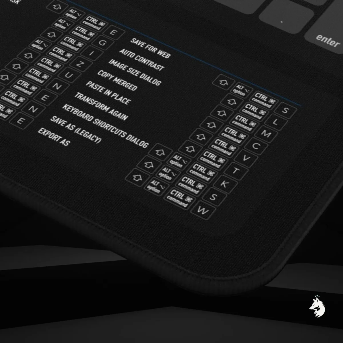 Neoprene deskmat for Lightroom and Photoshop Shortcuts