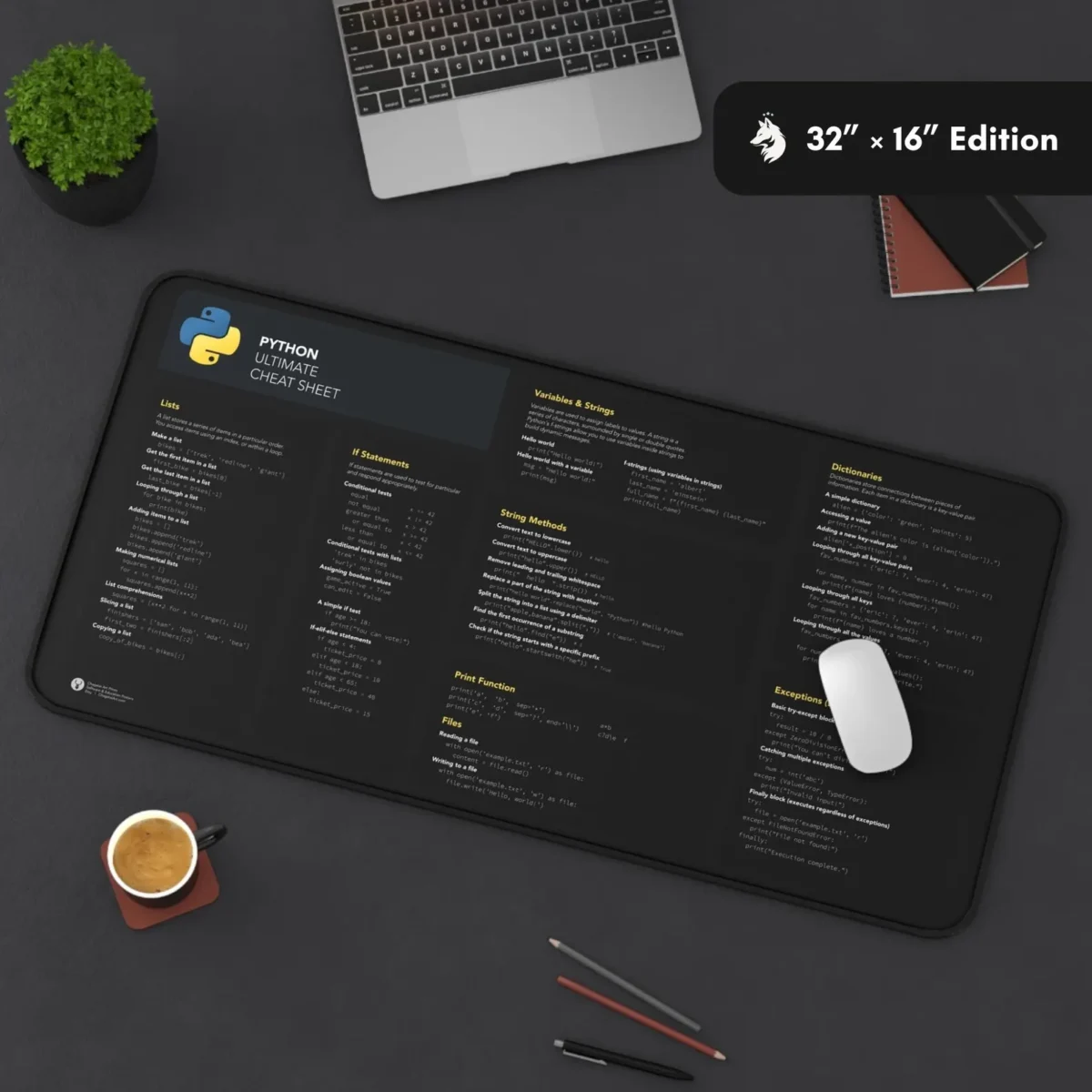 Python Programming Reference Mat with Syntax Guide