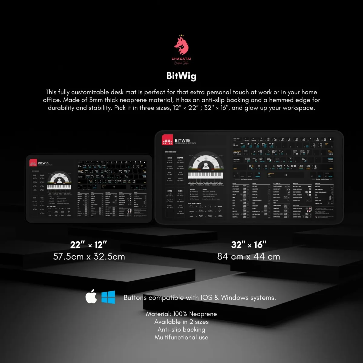 Bitwig workflow enhancer desk pad with DAW shortcuts, productivity booster, and modular production reference.