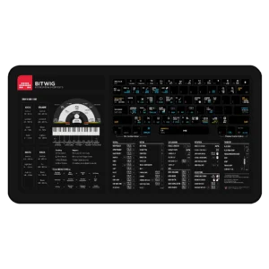 Bitwig Studio Shortcuts deskmat with keyboard hotkeys, DAW command reference, and modular music production guide.